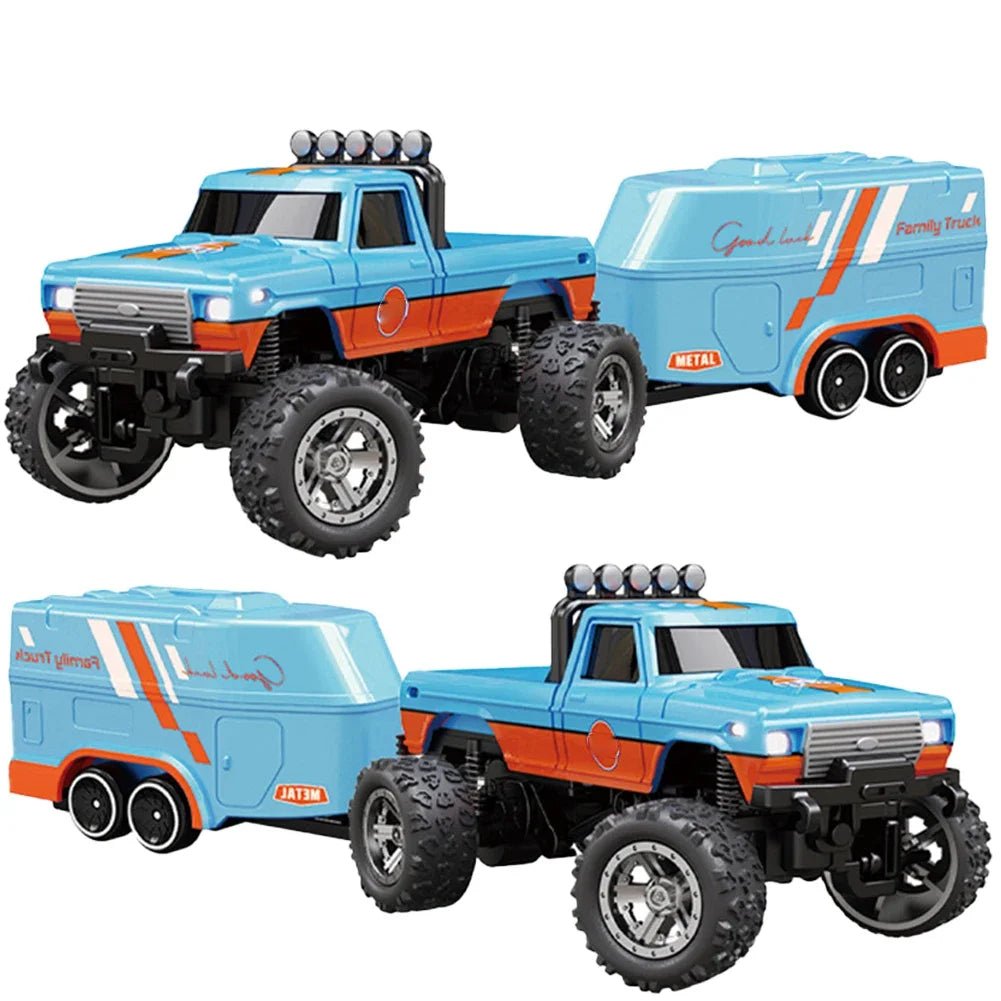 Mini RC Monster Truck 1:64 Off - Road Climbing Car Alloy Model 2.4G Remote Control Adjustable Speed Electric Trailer Children Toys - silverfoxgoods